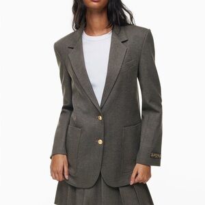 Aritzia Sunday Best Scholar Grey Oversized Academia Blazer Jacket Size Large